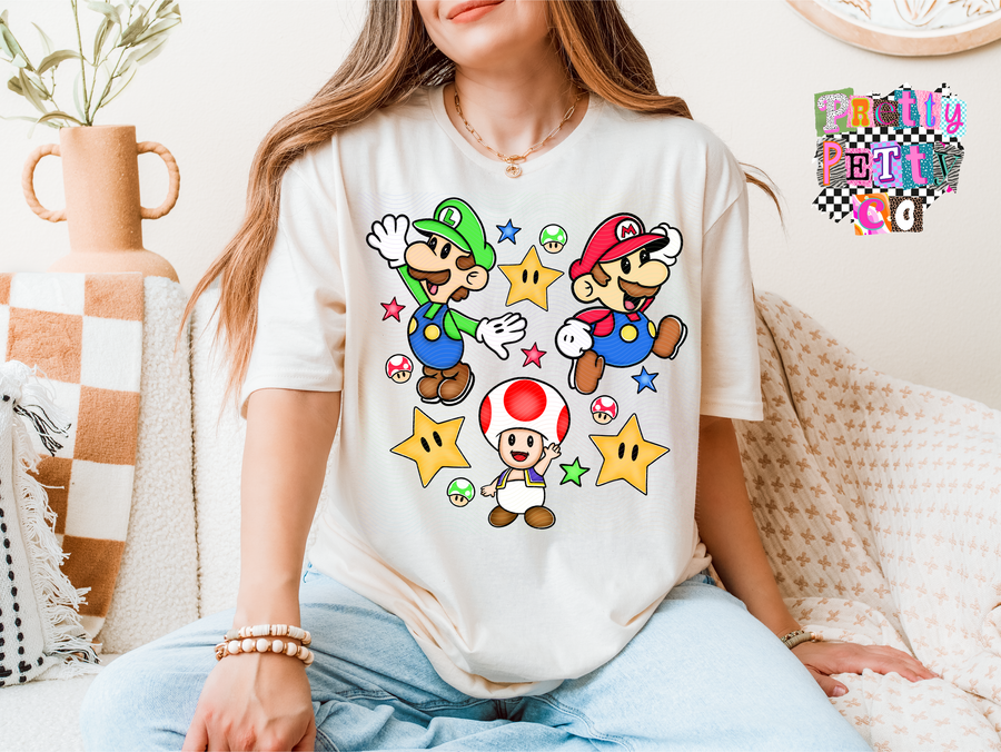 Mario Graphic Tee Funny Retro Gaming Shirt Women’s Nostalgia T-Shirt - Pretty Petty Co