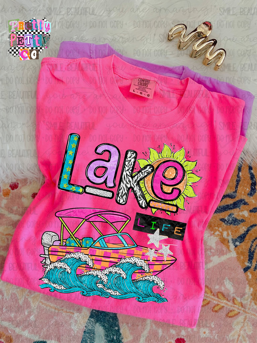 Lake Life Shirt for Women – Cute Summer Graphic Tee – Lake Days, Sunshine & Boat Life Vibes T‑Shirt – Outdoor Adventure Top - Pretty Petty Co