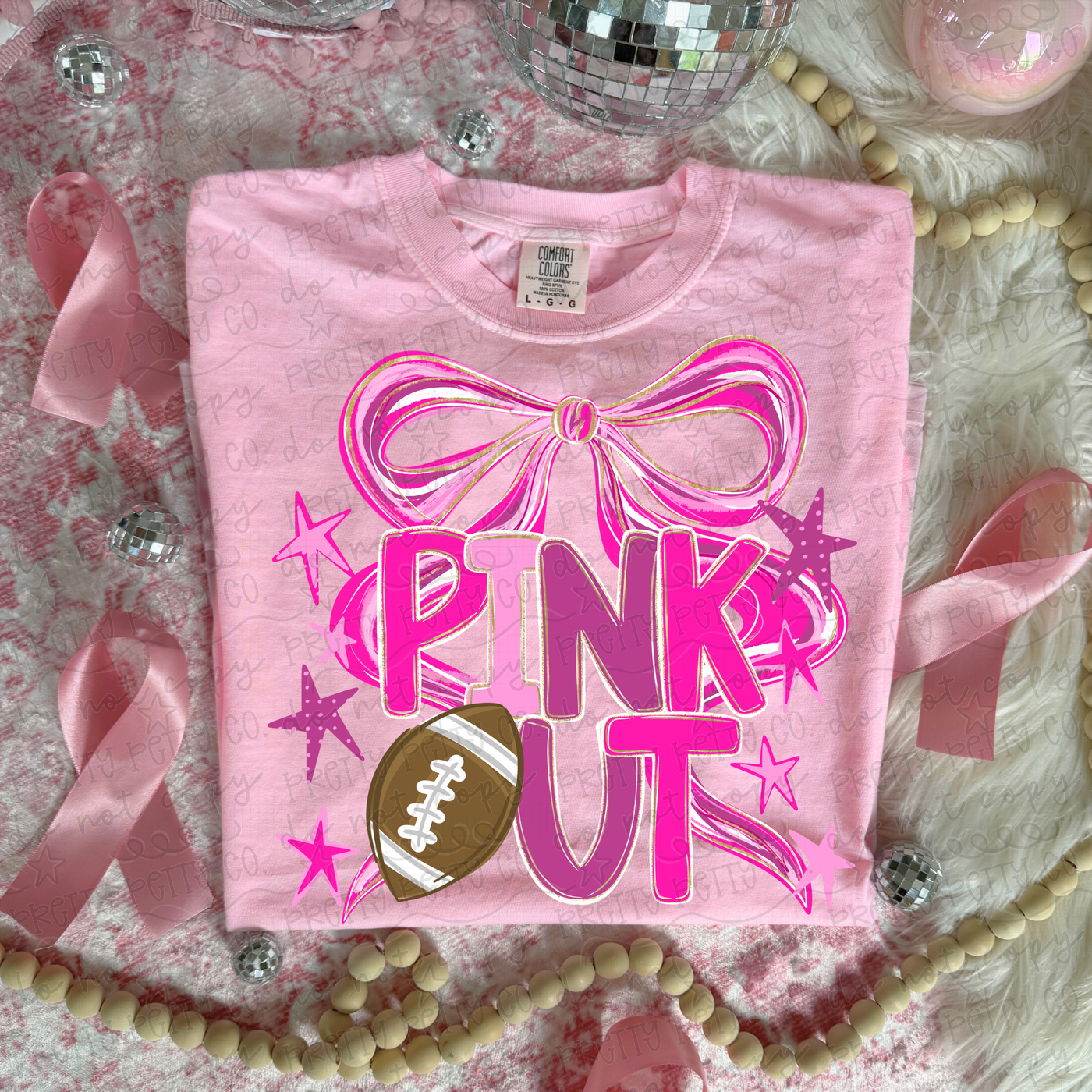 Pink Out Football Shirt | Breast Cancer Awareness Game Day Tee | Pink Ribbon Football Graphic Shirt | October Football Awareness Tee