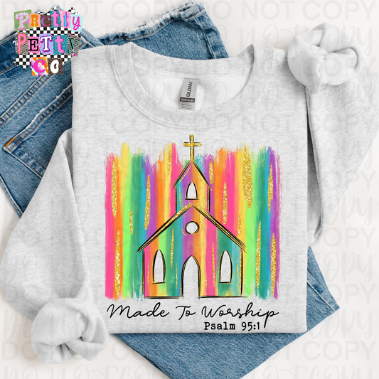 Made to Worship Graphic Tee – Beautiful Colorful Faith-Based Shirt, Inspirational Christian T-Shirt