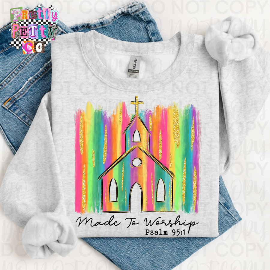 Made to Worship Graphic Tee – Beautiful Colorful Faith-Based Shirt, Inspirational Christian T-Shirt - Pretty Petty Co
