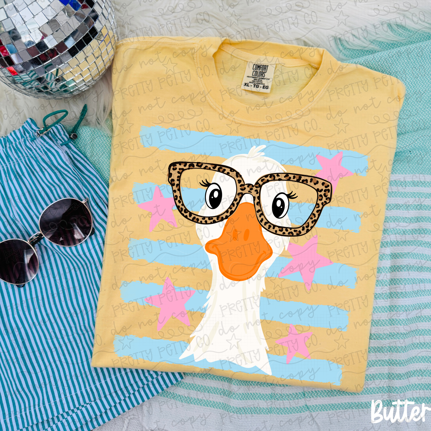 Cute Preppy Goose Graphic Tee | Leopard Glasses Duck Shirt | Girly Summer Comfort Colors T-Shirt