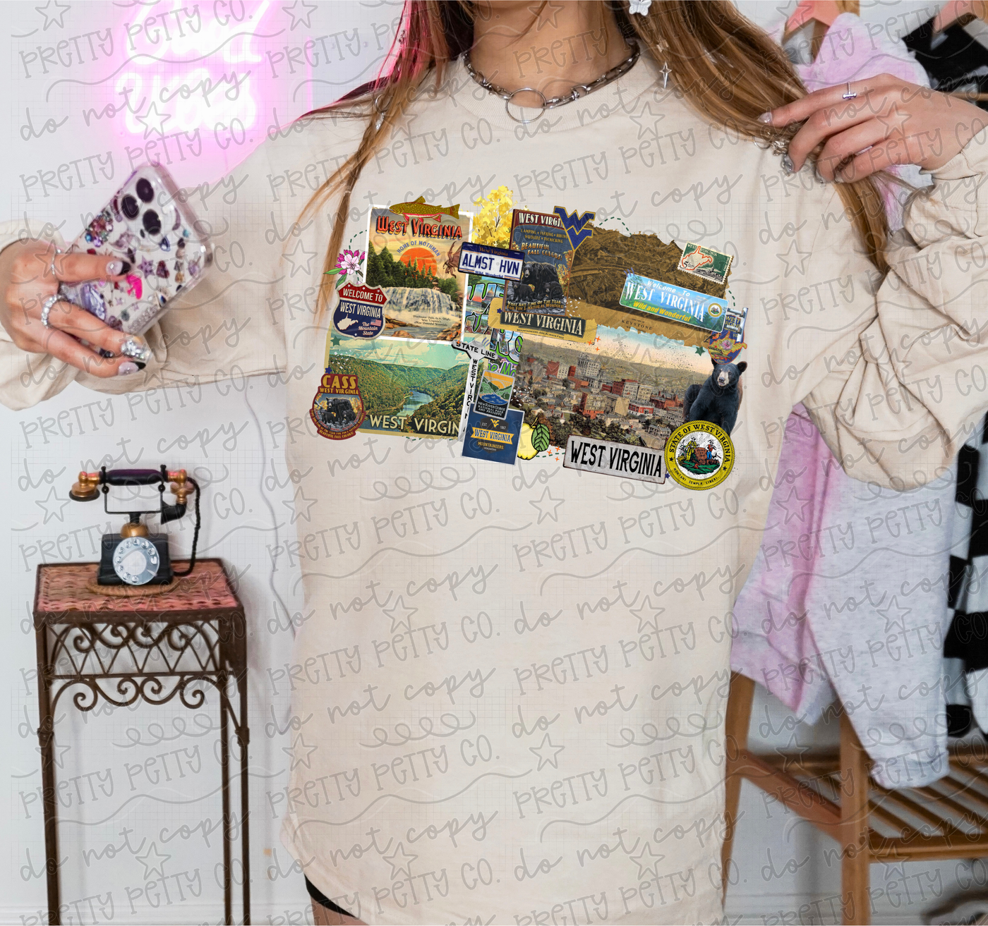 West Virginia State Collage Graphic Tee | Vintage WV Mountain State Shirt | Almost Heaven West Virginia T-Shirt