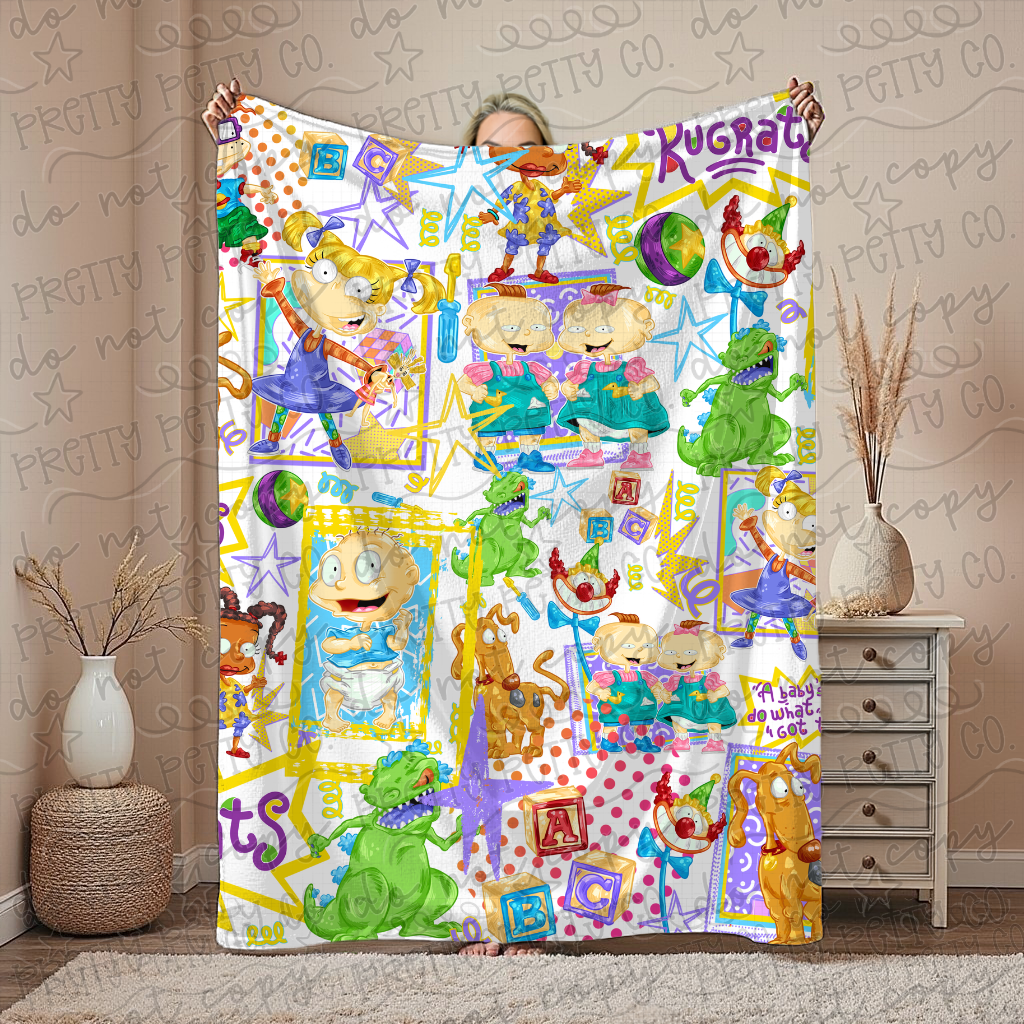 Plush 90s Rugrats Throw Blanket – Soft Cozy Nostalgic Blanket for Kids & Adults