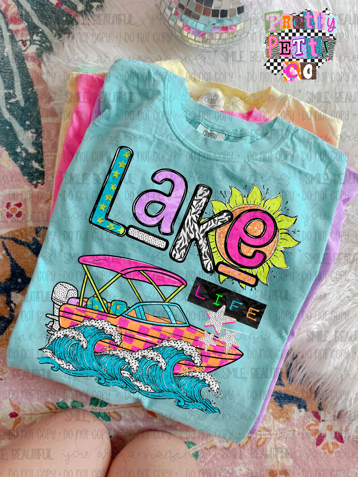 Lake Life Shirt for Women – Cute Summer Graphic Tee – Lake Days, Sunshine & Boat Life Vibes T‑Shirt – Outdoor Adventure Top - Pretty Petty Co