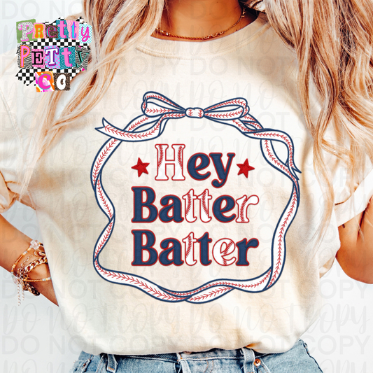 Hey Batter Batter Baseball Graphic Tee | Funny Baseball Shirt | Game Day T-Shirt