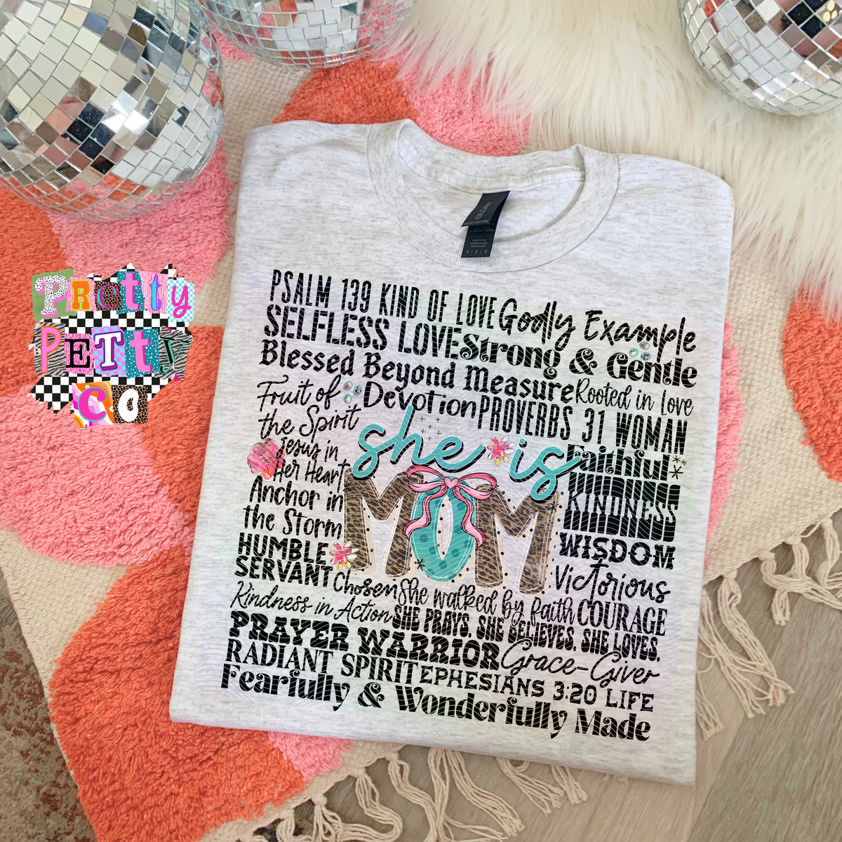 She Is Mom Faith Shirt | Inspirational Mom Life Graphic Tee | Trendy Faith T-Shirt - Pretty Petty Co