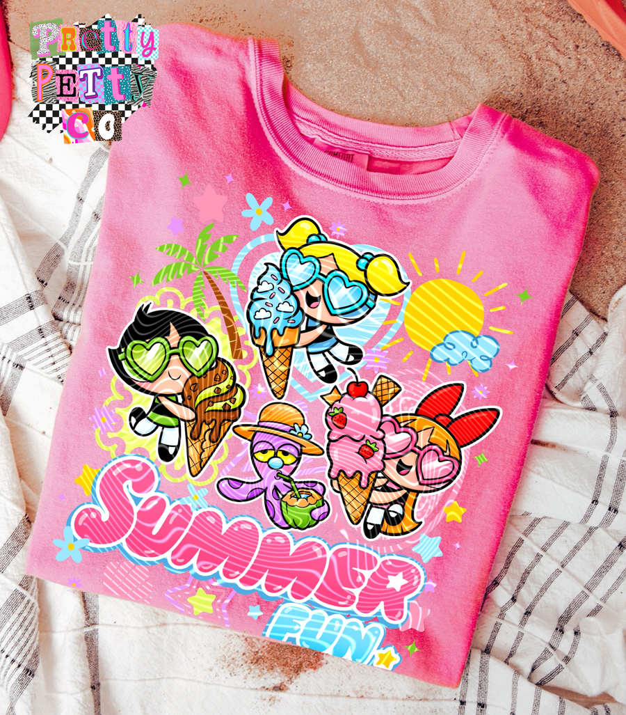 Summer Cartoon Girl Trio Graphic Tee | Retro Girl Power Shirt | Trendy Summer T-Shirt - Pretty Petty Co