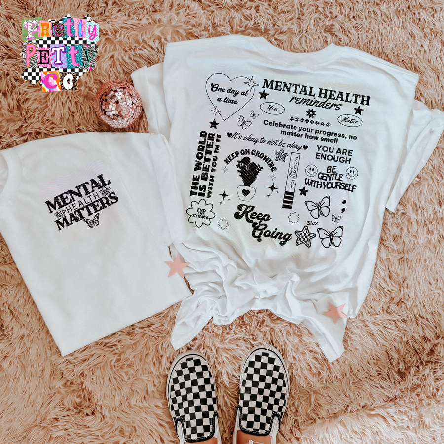 Mental Health Matters Shirt | Cute Doodle Graphic Tee | Awareness and Support T-Shirt - Pretty Petty Co