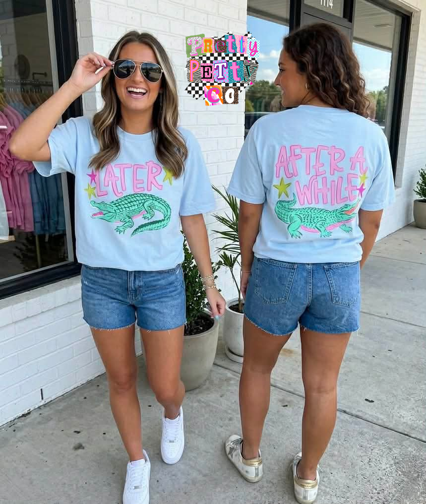 Later Gator After A While Crocodile Shirt – Cute Retro Graphic Tee – Funny Southern Saying Tee - Pretty Petty Co