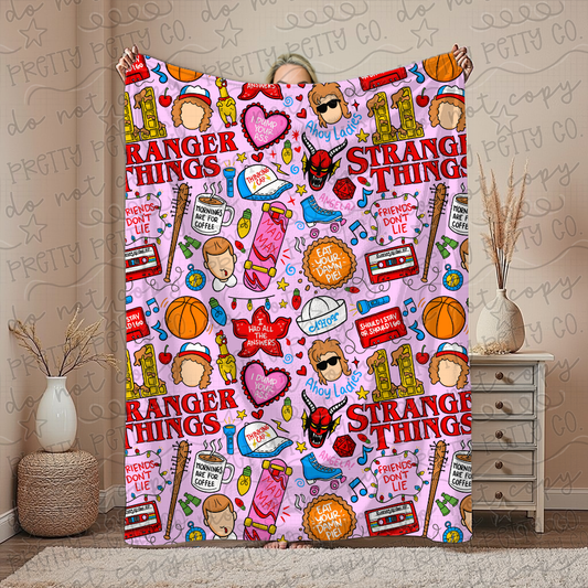 Exclusive ST Stranger Things Throw Blanket – Plush Cozy Nostalgic Fan Gift