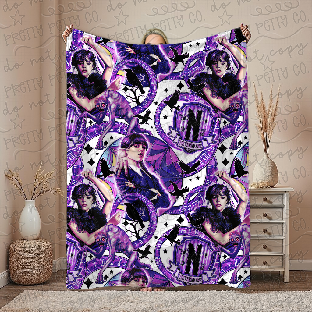 Spooky Girl Blanket – Plush Throw, Soft Cozy Dark Fan Blanket