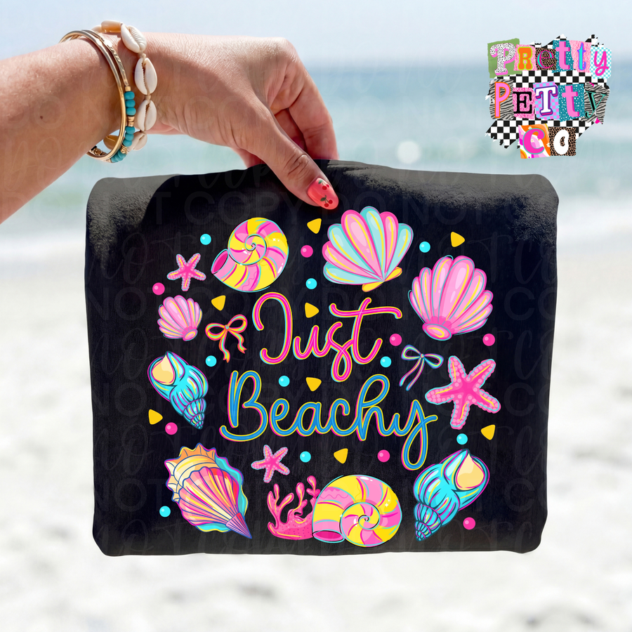 Just Beachy Graphic Tee – Summer Vibes Shirt, Cute Beach T-Shirt, Coastal Graphic Tee - Pretty Petty Co