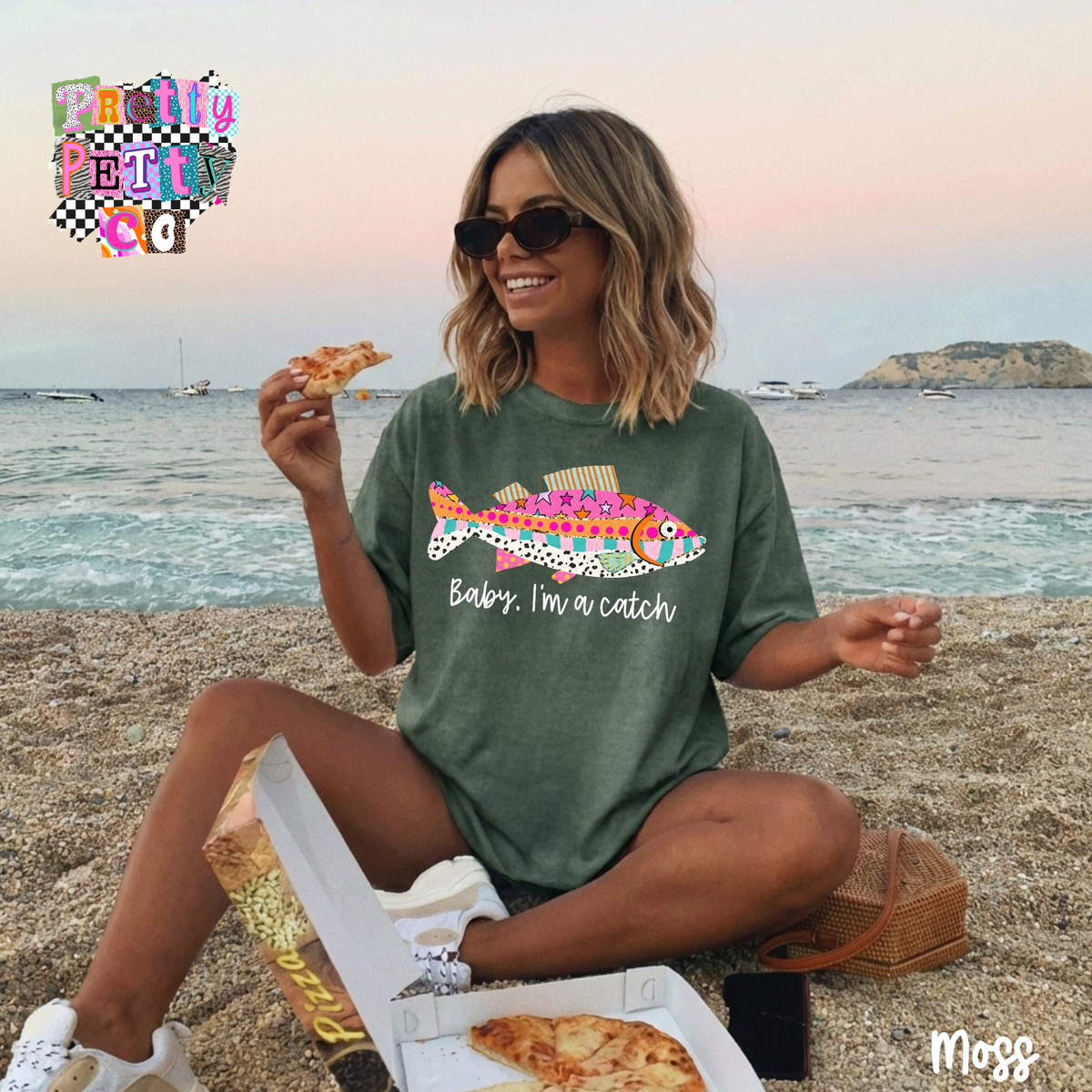 Baby I’m a Catch Fish Women’s Colorful Comfort Colors T-Shirt – Funny Fishing Tee, Cute Angler Gift - Pretty Petty Co