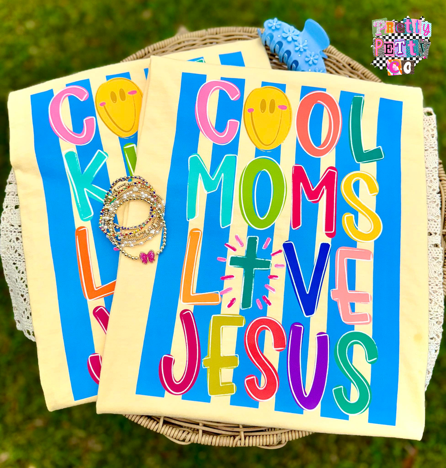 Cool Moms Love Jesus Shirt, Christian Mom Tee, Faith Based Graphic Tee, Trendy Church Shirt, Mama Religious Apparel - Pretty Petty Co