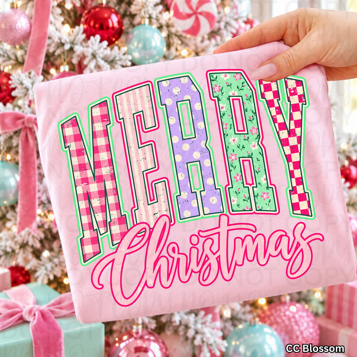 Merry Christmas Varsity Graphic Tee or Sweatshirt | Pink Coquette Christmas Shirt | Comfort Colors Holiday Apparel