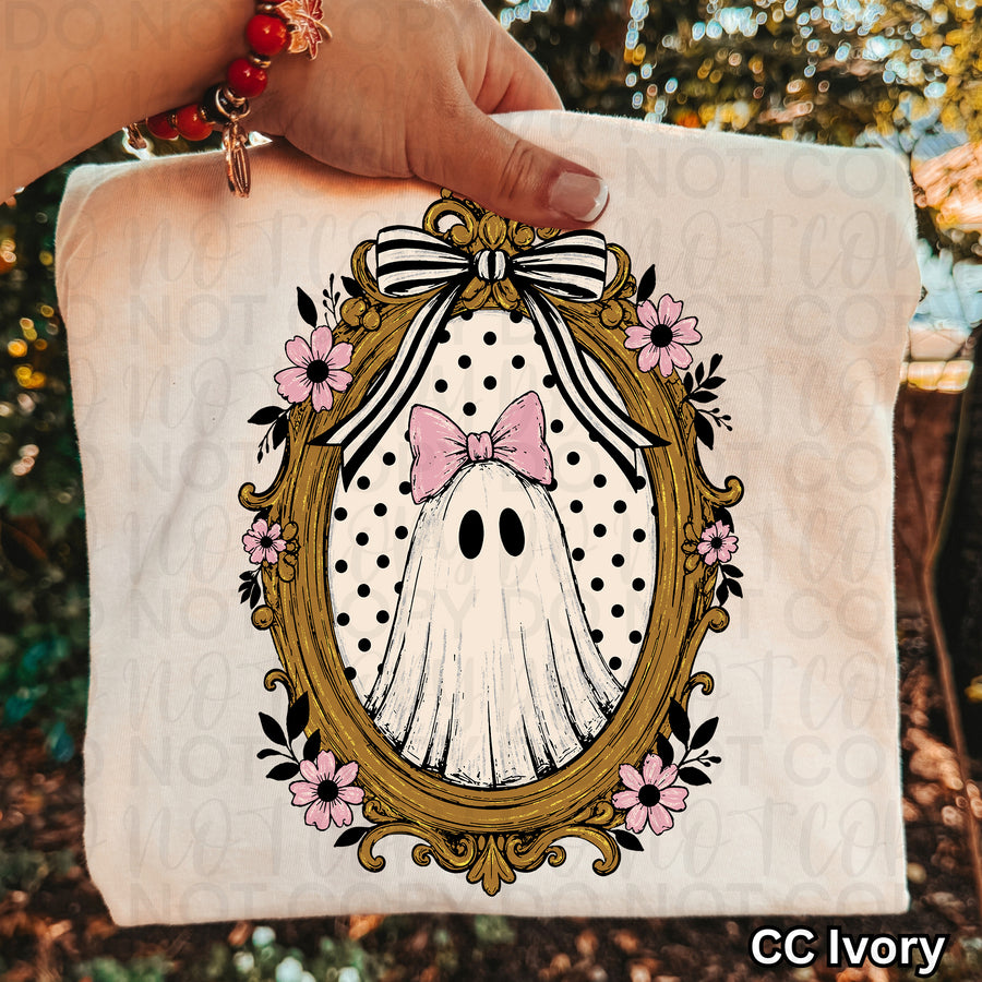 Vintage Framed Ghost Halloween Comfort Colors Shirt – Coquette Spooky Tee