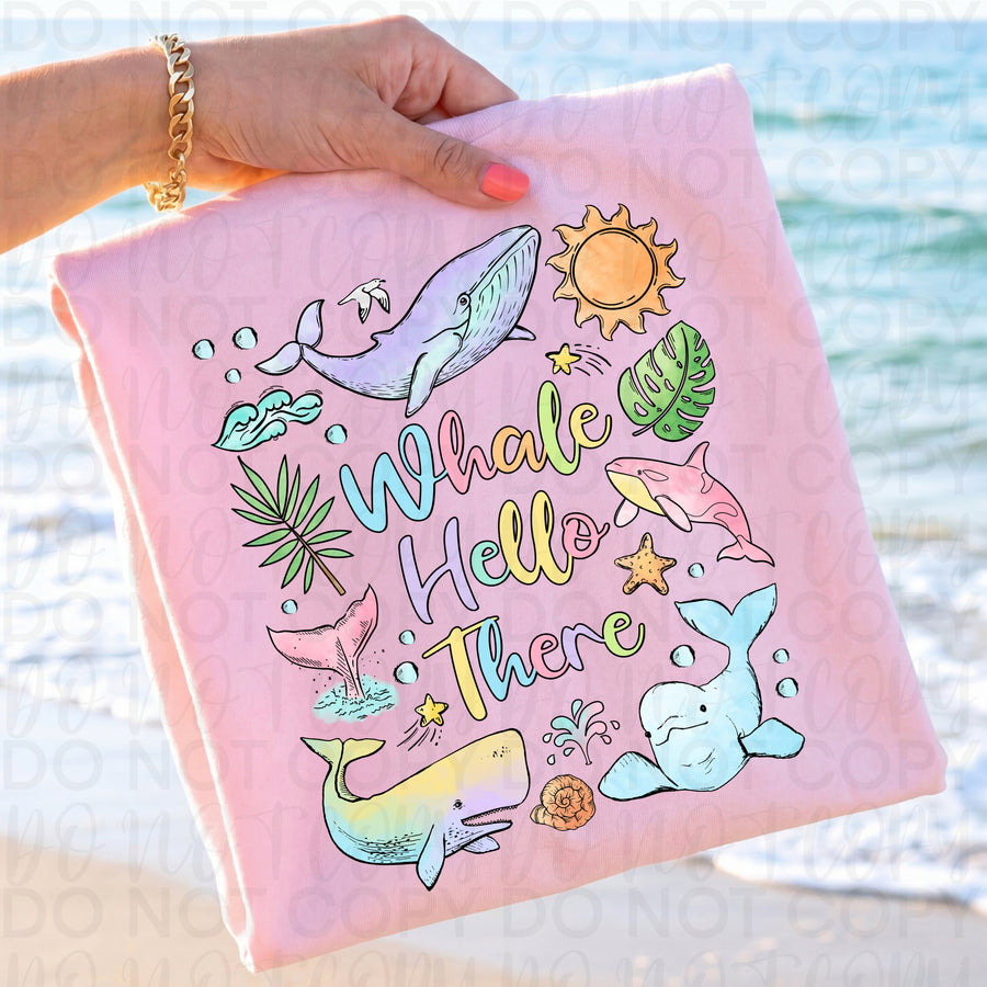 Whale Hello There Graphic Tee, Funny Ocean Pun Shirt, Cute Whale Design, Coastal Summer Vibes, Comfort Colors, Youth & Adult Sizing - Pretty Petty Co
