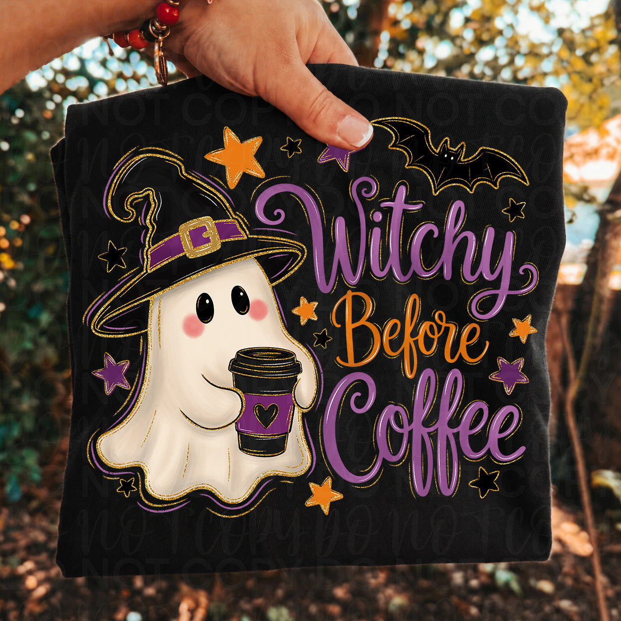 Witchy Before Coffee Halloween Shirt | Cute Ghost Coffee Graphic Tee | Spooky Season Witch Shirt | Halloween Coffee Lover Tee