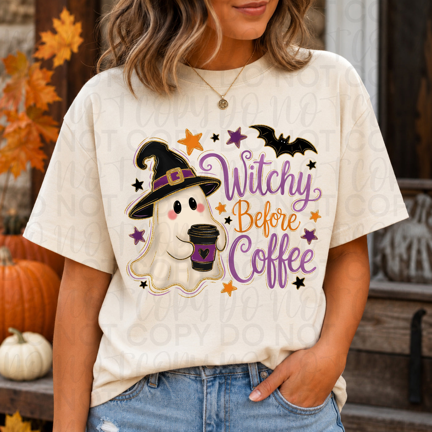 Witchy Before Coffee Halloween Shirt | Cute Ghost Coffee Graphic Tee | Spooky Season Witch Shirt | Halloween Coffee Lover Tee