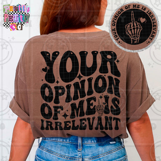 Your Opinion Of Me Is Irrelevant Shirt | Funny Sarcastic Graphic Tee | Petty Mom Humor T-Shirt