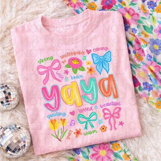 Colorful Yaya Graphic Tee, Bright Rainbow Grandma Shirt, Trendy Yaya Design, Comfort Colors, Women’s Relaxed Fit