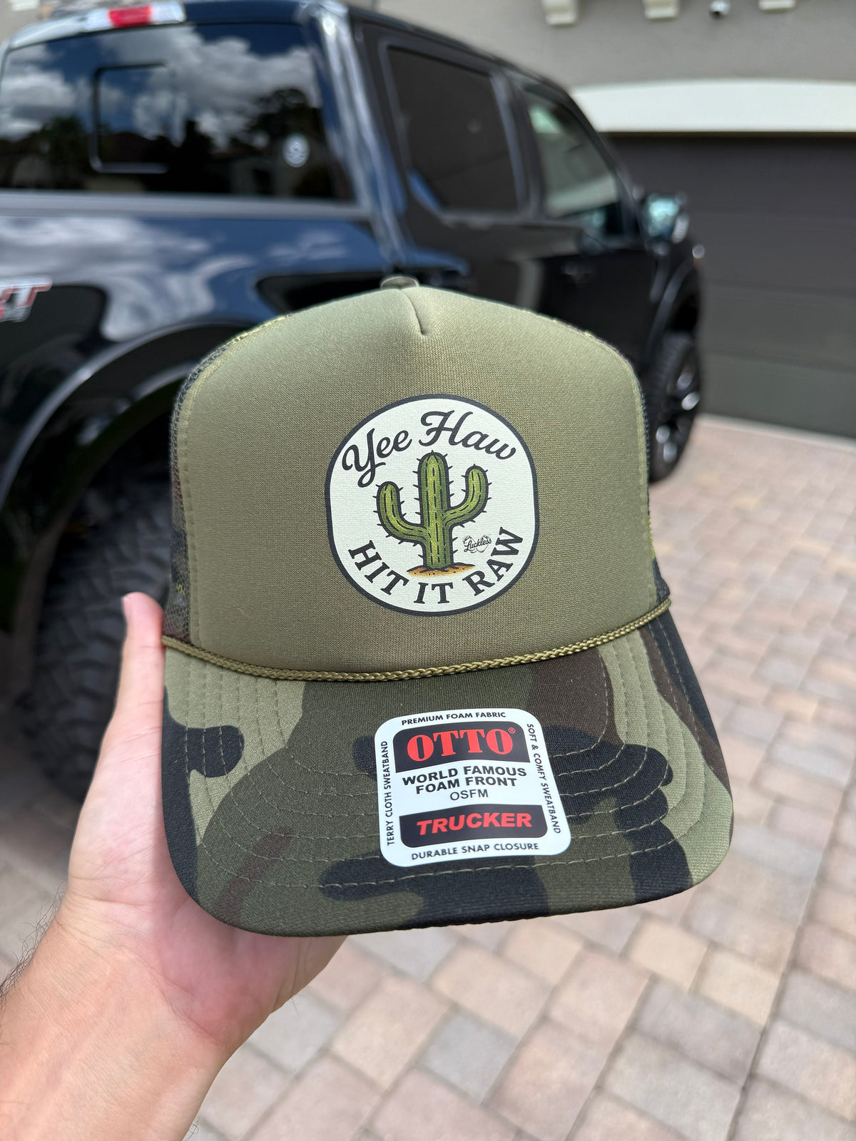 Yee Haw Hit it Raw Camo Trucker - Pretty Petty Co