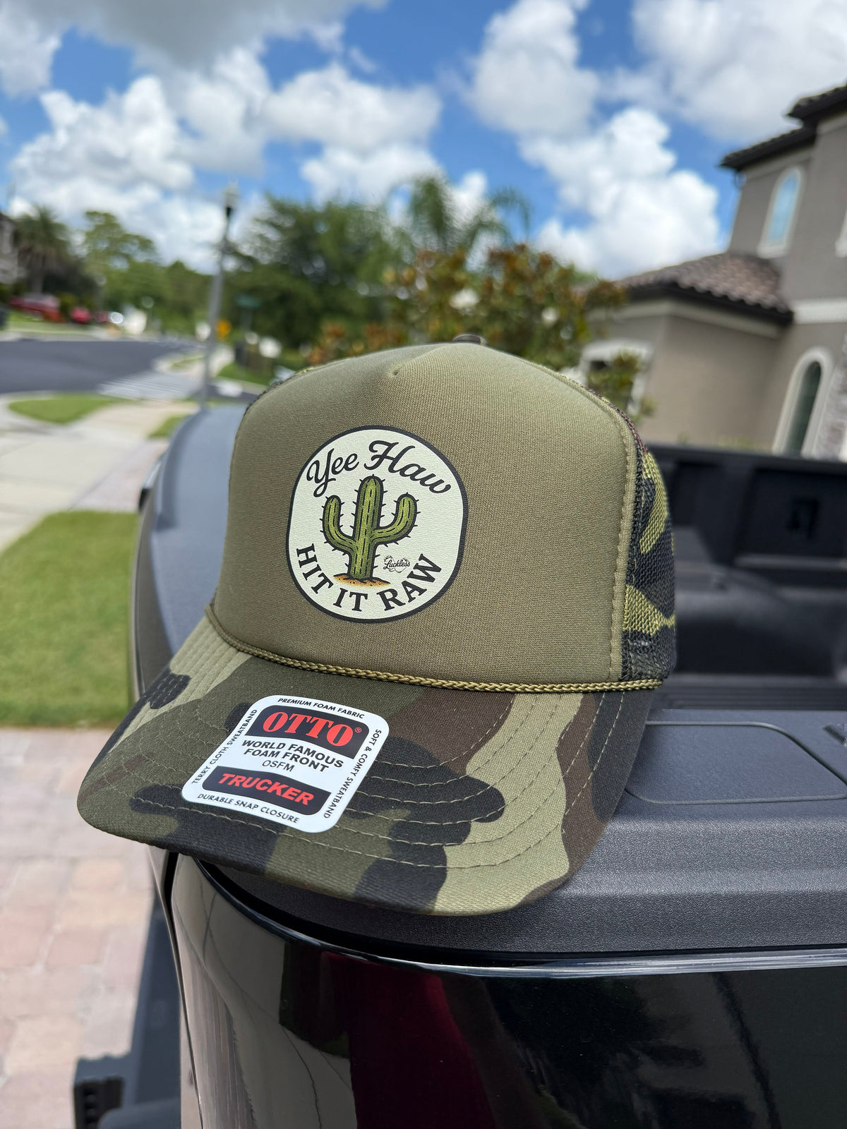Yee Haw Hit it Raw Camo Trucker - Pretty Petty Co