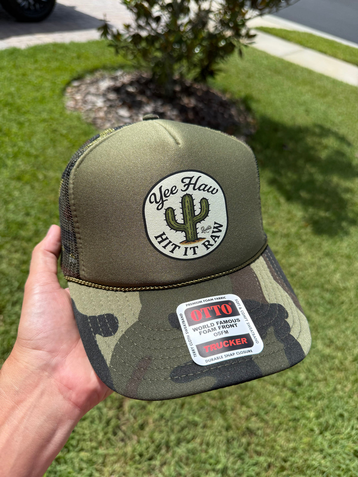 Yee Haw Hit it Raw Camo Trucker - Pretty Petty Co
