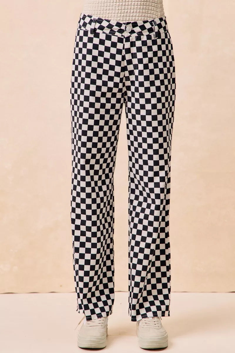 BiBi Gameday Theme Checkered Printed Pants - Pretty Petty Co