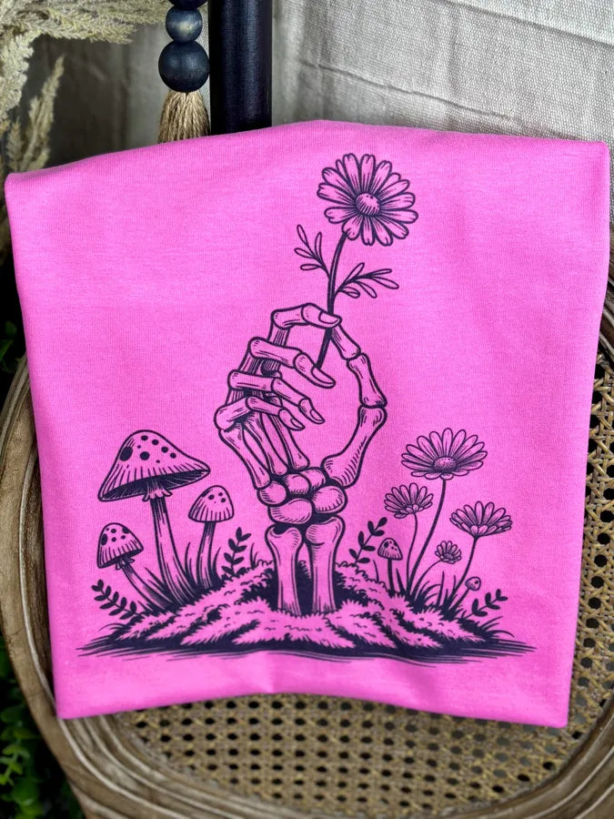 Picking Daisies Skeleton Hand (Gildan Tee) - Pretty Petty Co