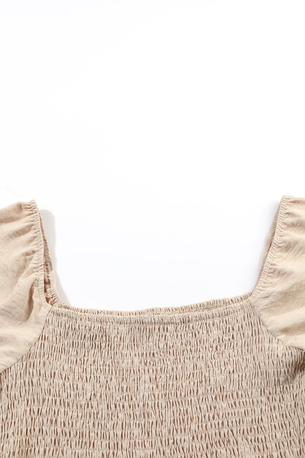 Apricot Short Bubble Sleeve Smocked Wide Leg Jumpsuit - Pretty Petty Co