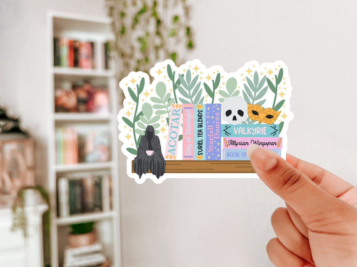 ACOTAR Series Bookshelf Glitter Sticker - Pretty Petty Co