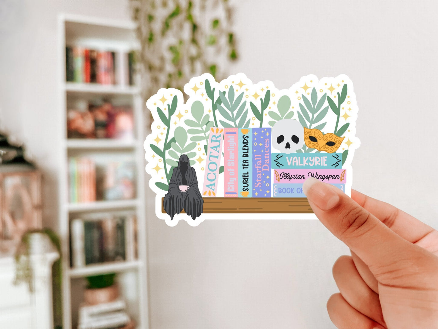 ACOTAR Series Bookshelf Glitter Sticker
