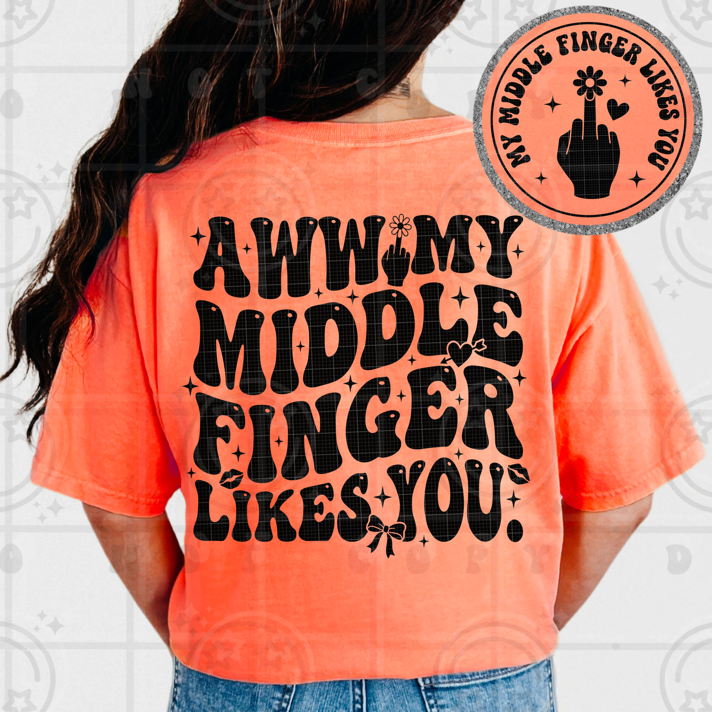 Aww My Middle Finger Likes You Funny Rude Graphic Tee – Sarcastic Women’s Shirt