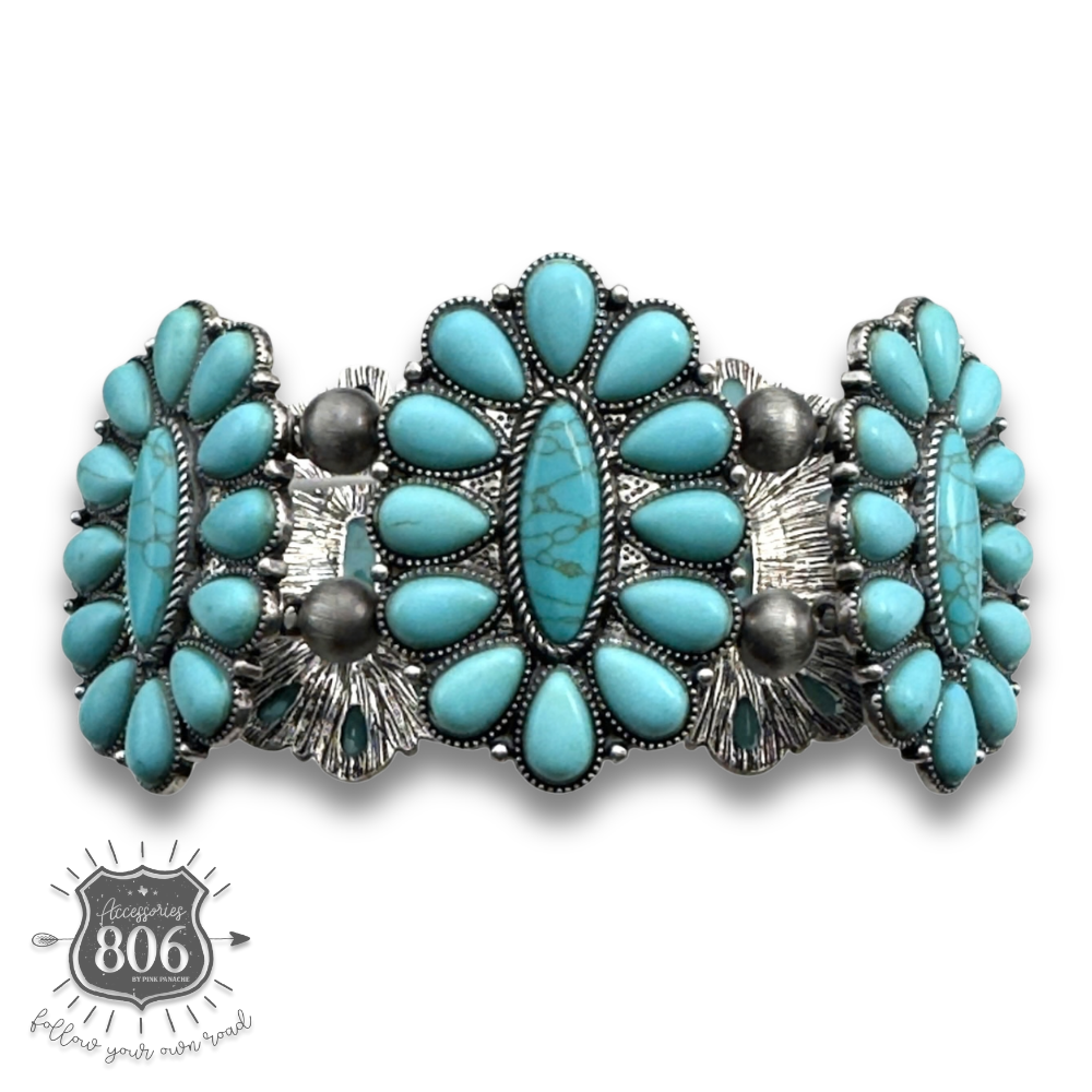 Western oval flower stretch bracelet - LC