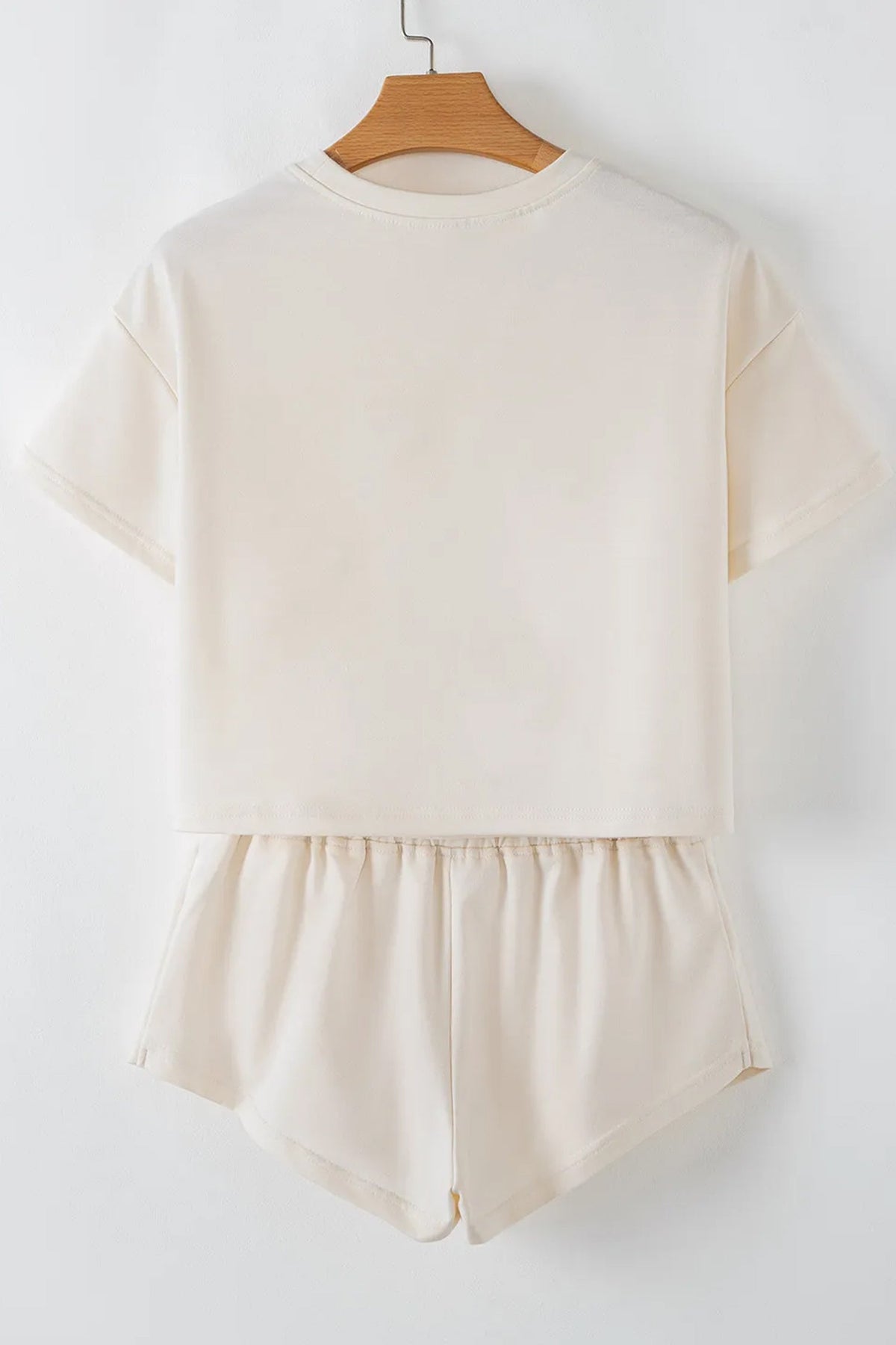 Beige Sequin Patriotic Star Cropped Tee Skort 2pcs Set - Pretty Petty Co