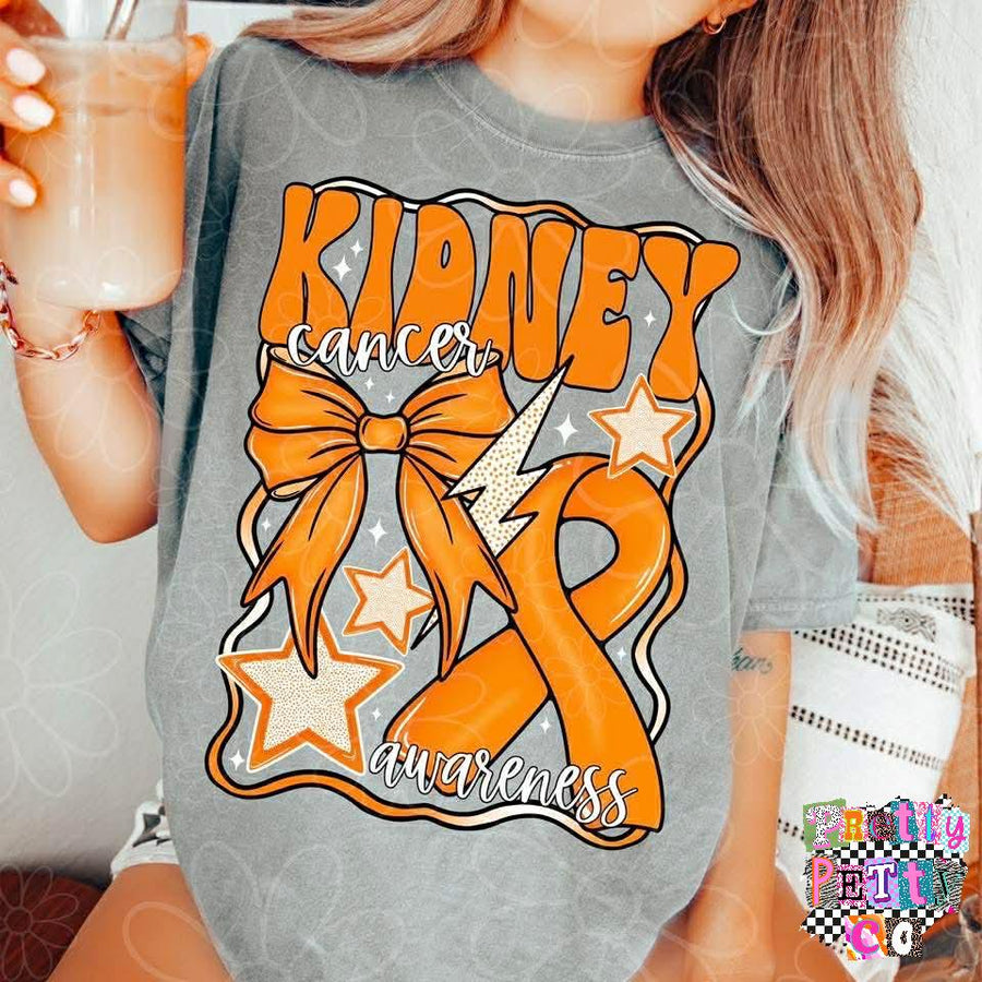 Kidney Cancer Awareness Shirt | Ribbon Graphic Tee | Support Awareness T-Shirt - Pretty Petty Co