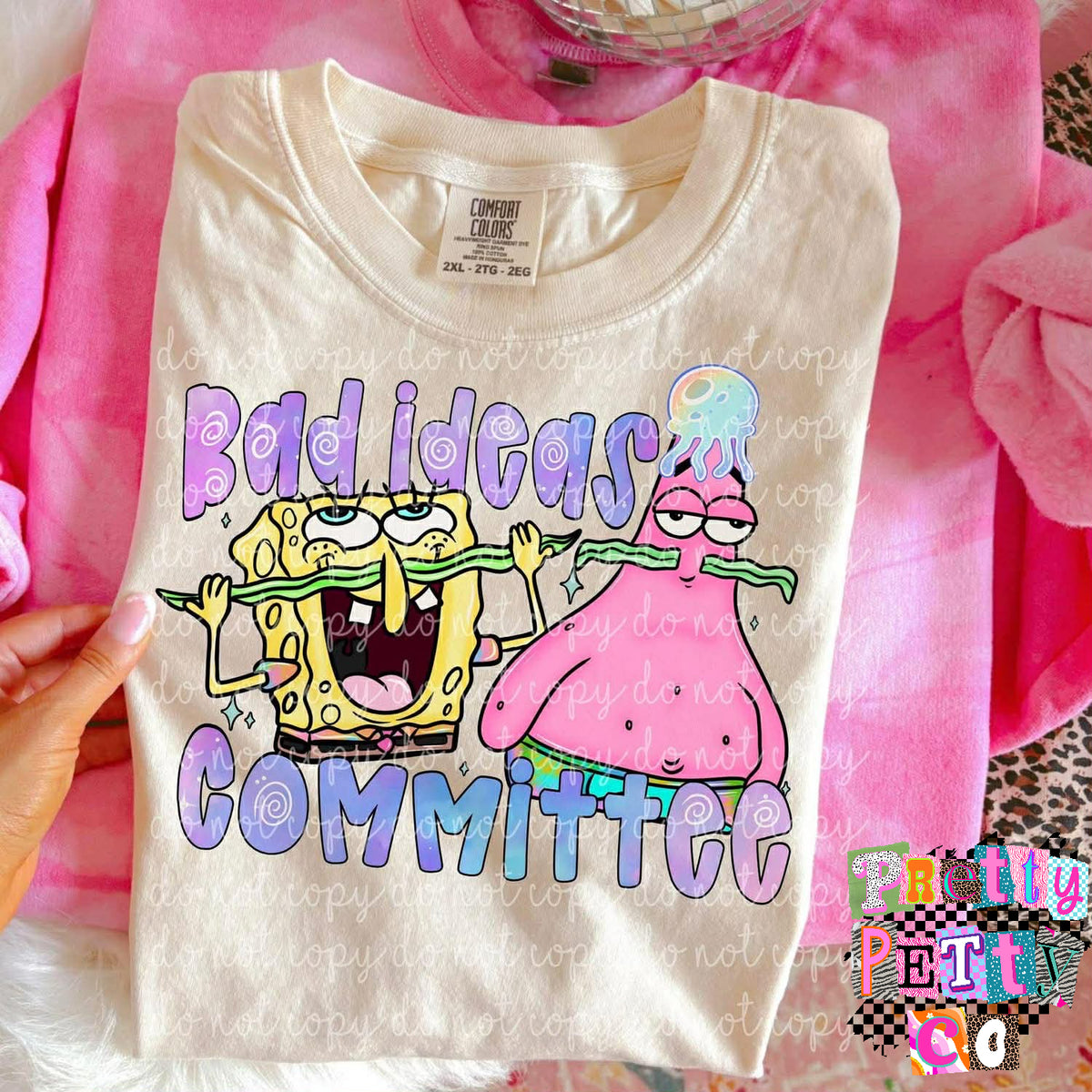 Funny SpongeBob & Patrick Graphic Tee, Bad Ideas Committee Cartoon Shirt, Youth and Adult Sizing, DTF Printed - Pretty Petty Co