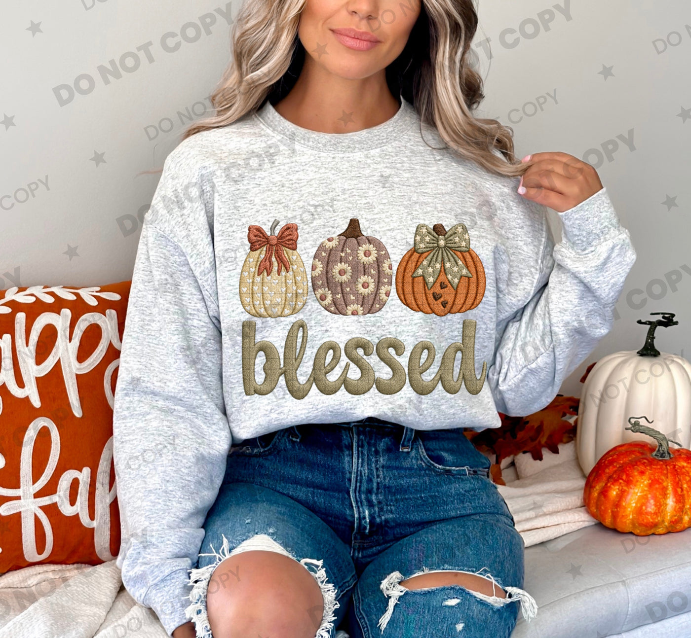 Blessed Pumpkin Trio Fall Graphic Tee – Christian Thanksgiving Shirt