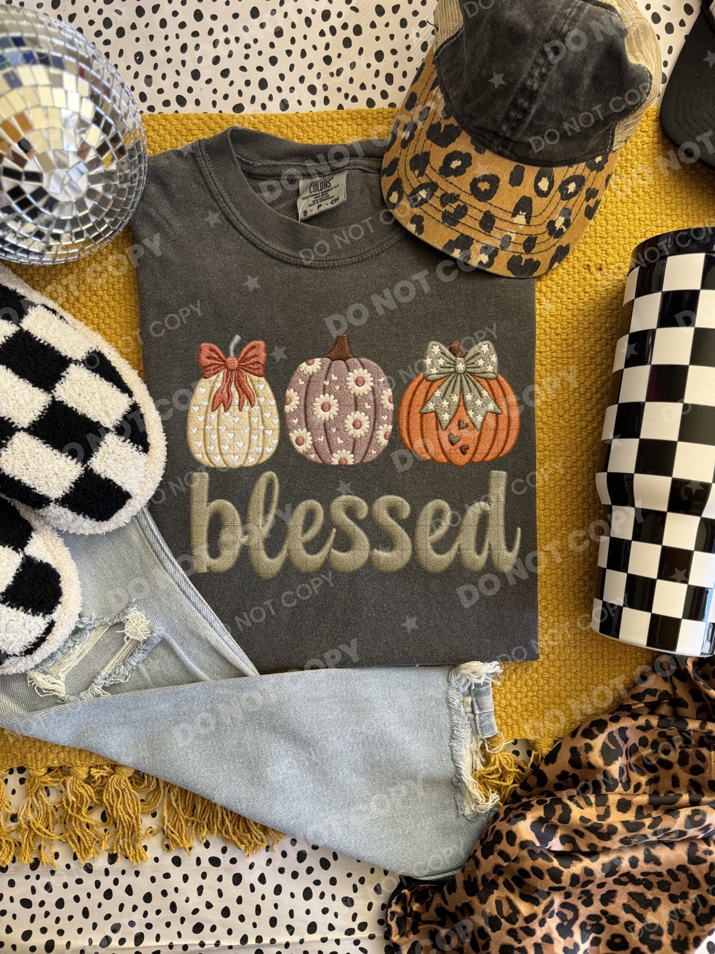 Blessed Pumpkin Trio Thanksgiving Graphic Tee – Cute Fall Faith Shirt
