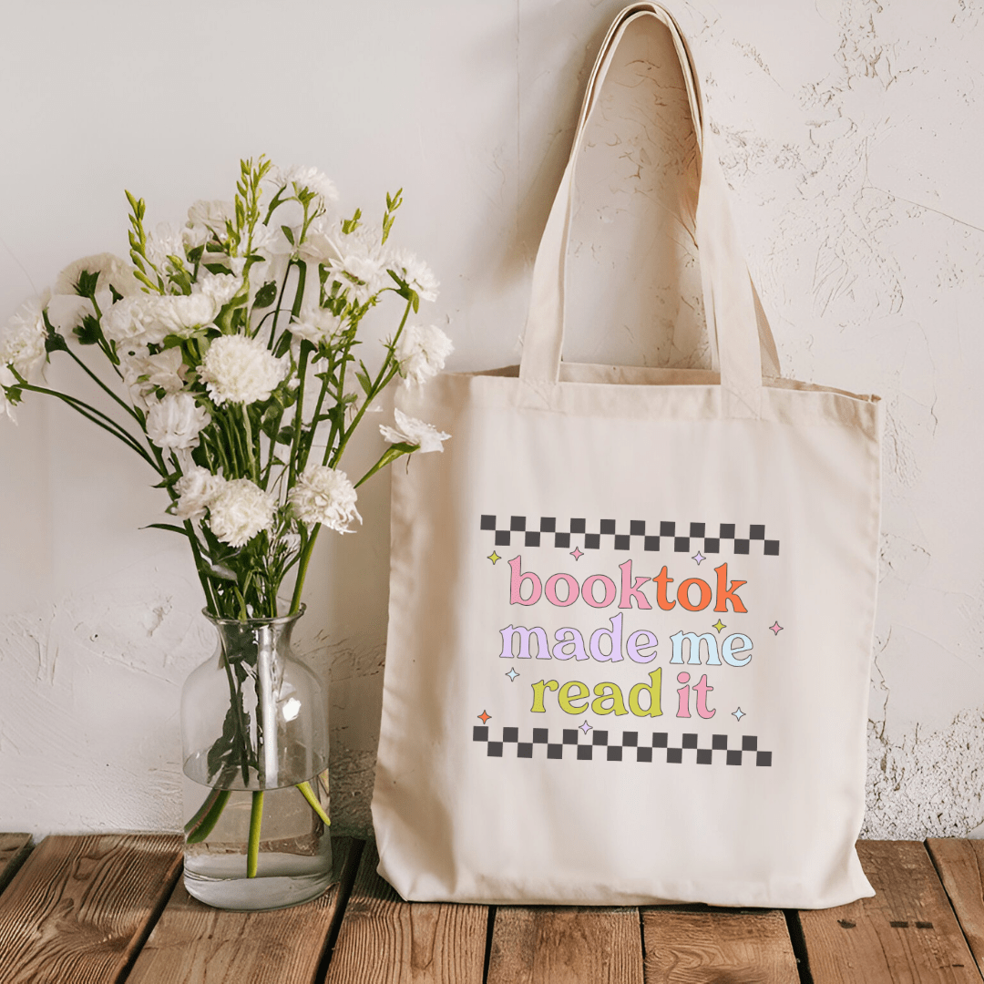 BookTok Made Me Read It Sublimated Canvas Tote Bag