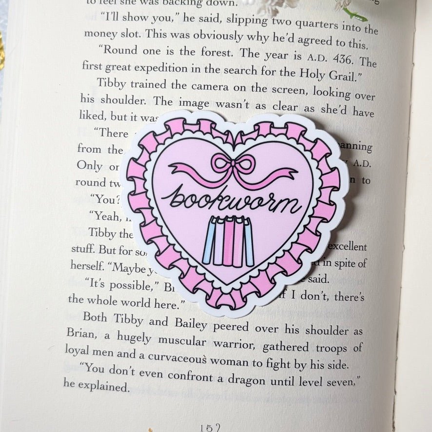 Bookworm Heart 3-inch Matte Sticker - Pretty Petty Co