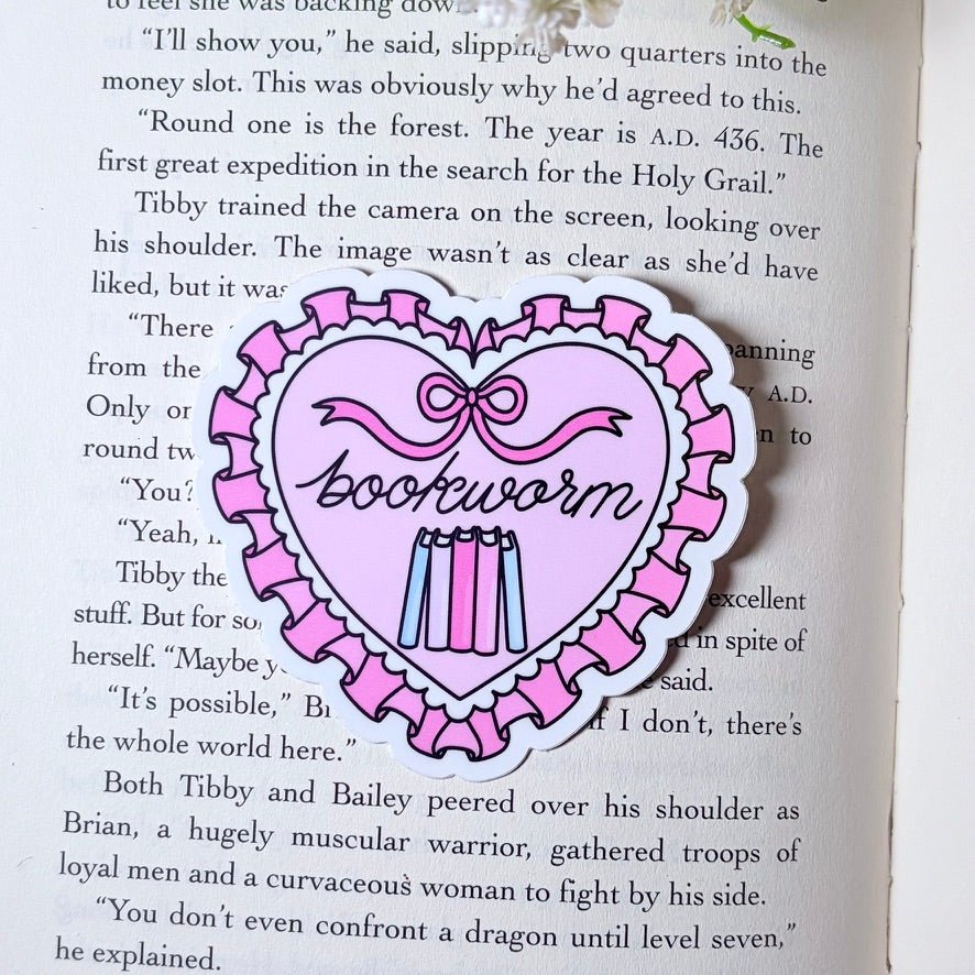 Bookworm Heart 3-inch Matte Sticker - Pretty Petty Co