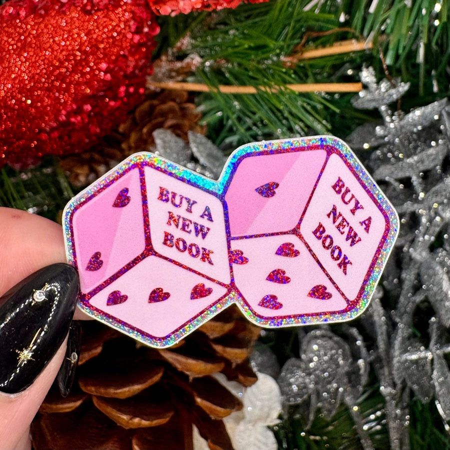 Buy a Book Dice Crushed Glitter Sticker - Pretty Petty Co