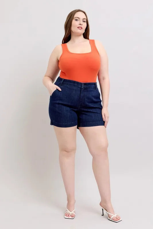Judy Blue Full Size High Waist Denim Shorts Plus Size - Pretty Petty Co