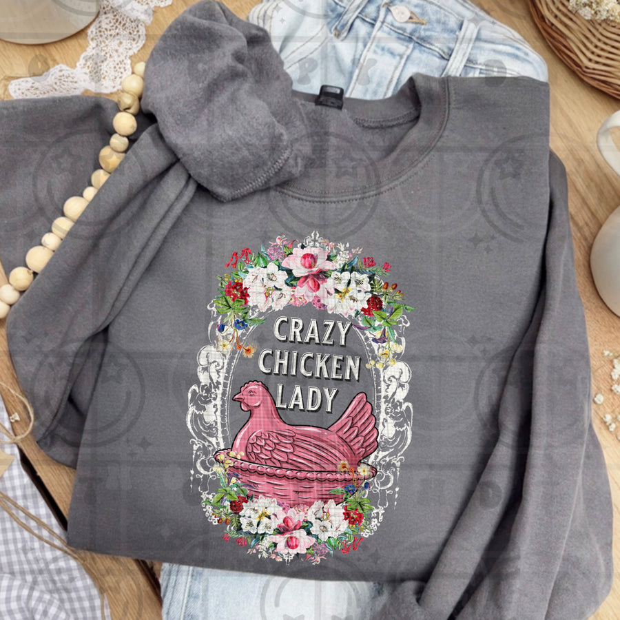 Crazy Chicken Lady Shirt | Funny Chicken Mom Graphic Tee | Farm Life Shirt | Backyard Chicken Lover Apparel | Country Humor Tee