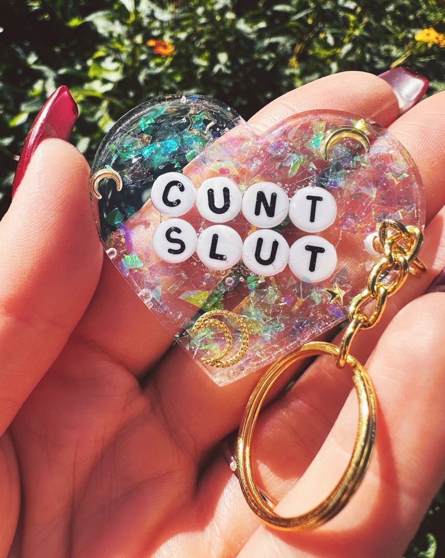 Cunt Slut Glitter Moon Keychain - Pretty Petty Co