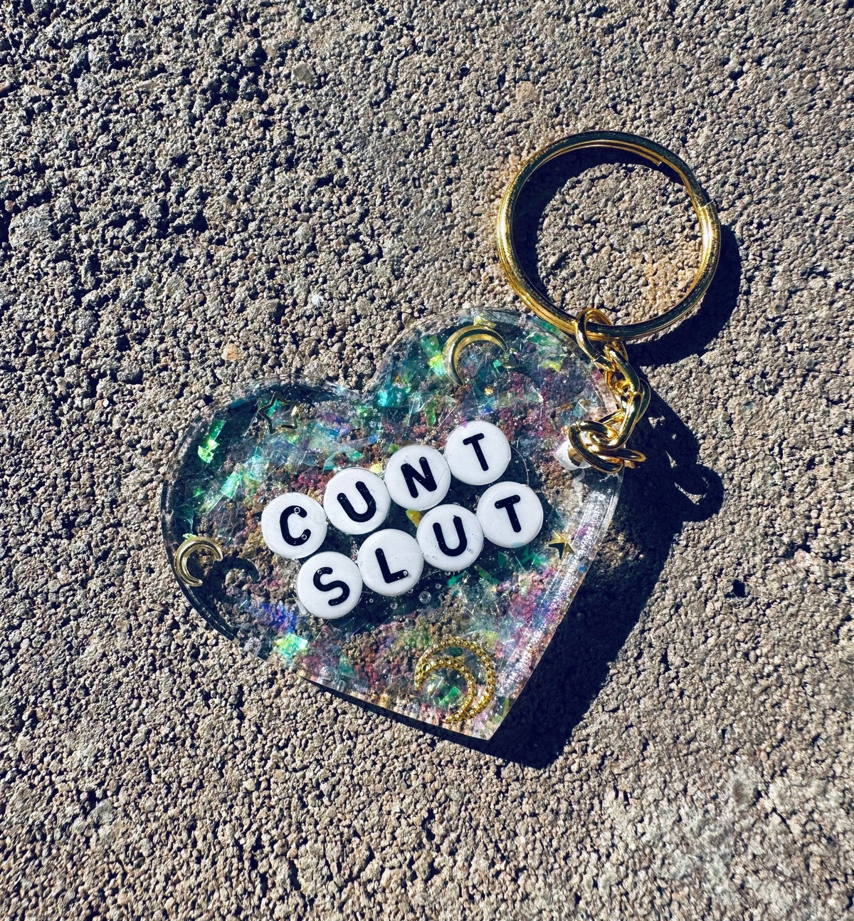 Cunt Slut Glitter Moon Keychain - Pretty Petty Co