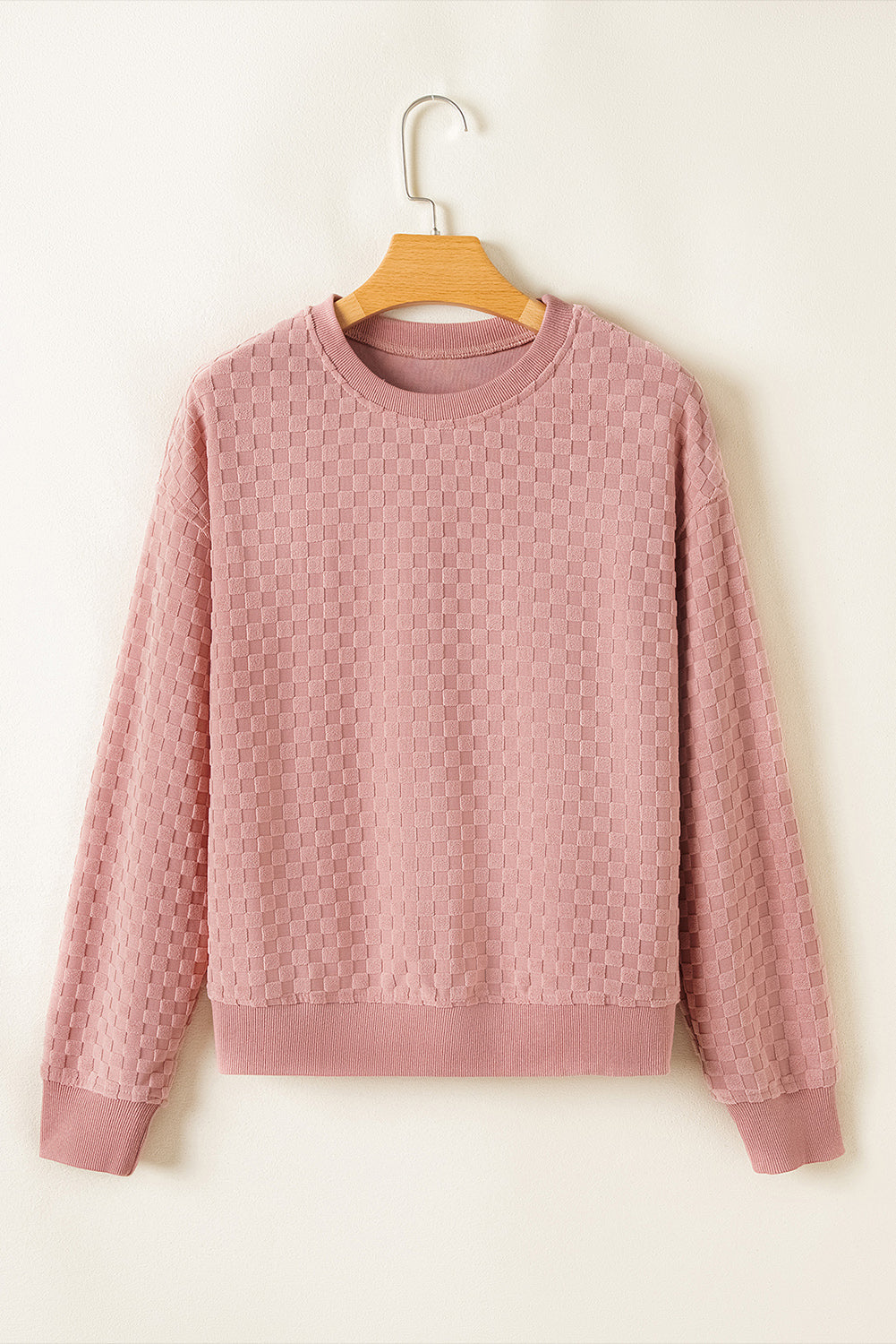 Blossom Checkered Textured Long Sleeve Top and Shorts Set - Pretty Petty Co